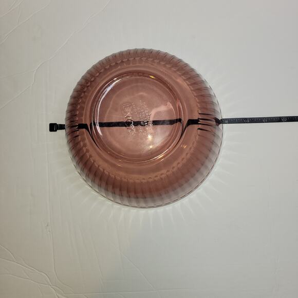 Vintage PYREX Cranberry Ribbed Mixing Nesting Bowls w/ Storage Lid - Picture 6 of 11